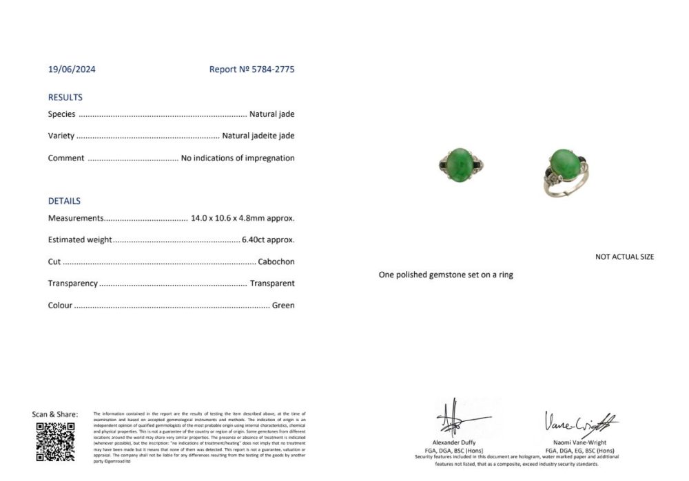 Natural No Heat 6.40ct Jadeite Jade Onyx and Diamond Ring in Platinum