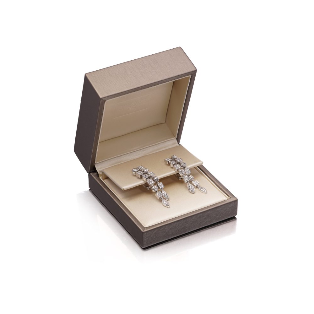 Bvlgari diamond drop earrings in white gold.