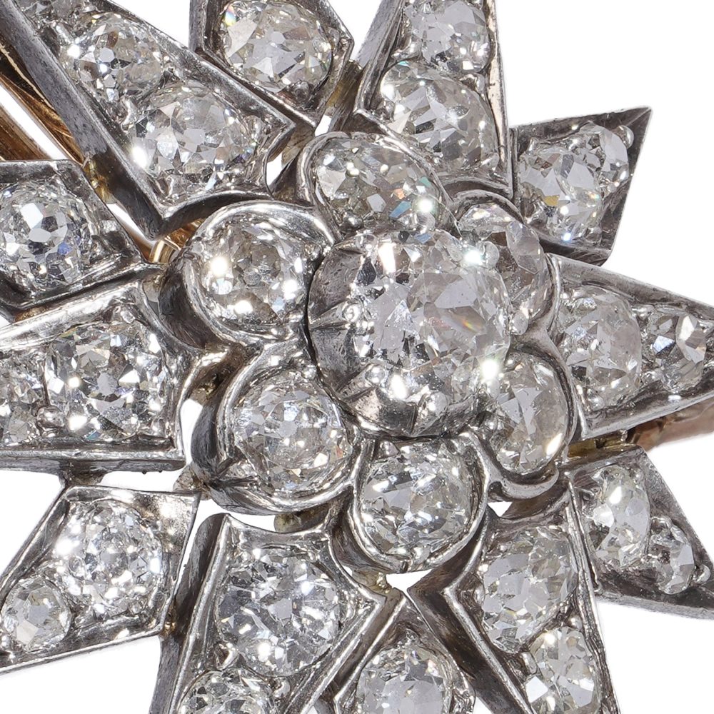Antique 4ct Old Cut Diamond Star Brooch