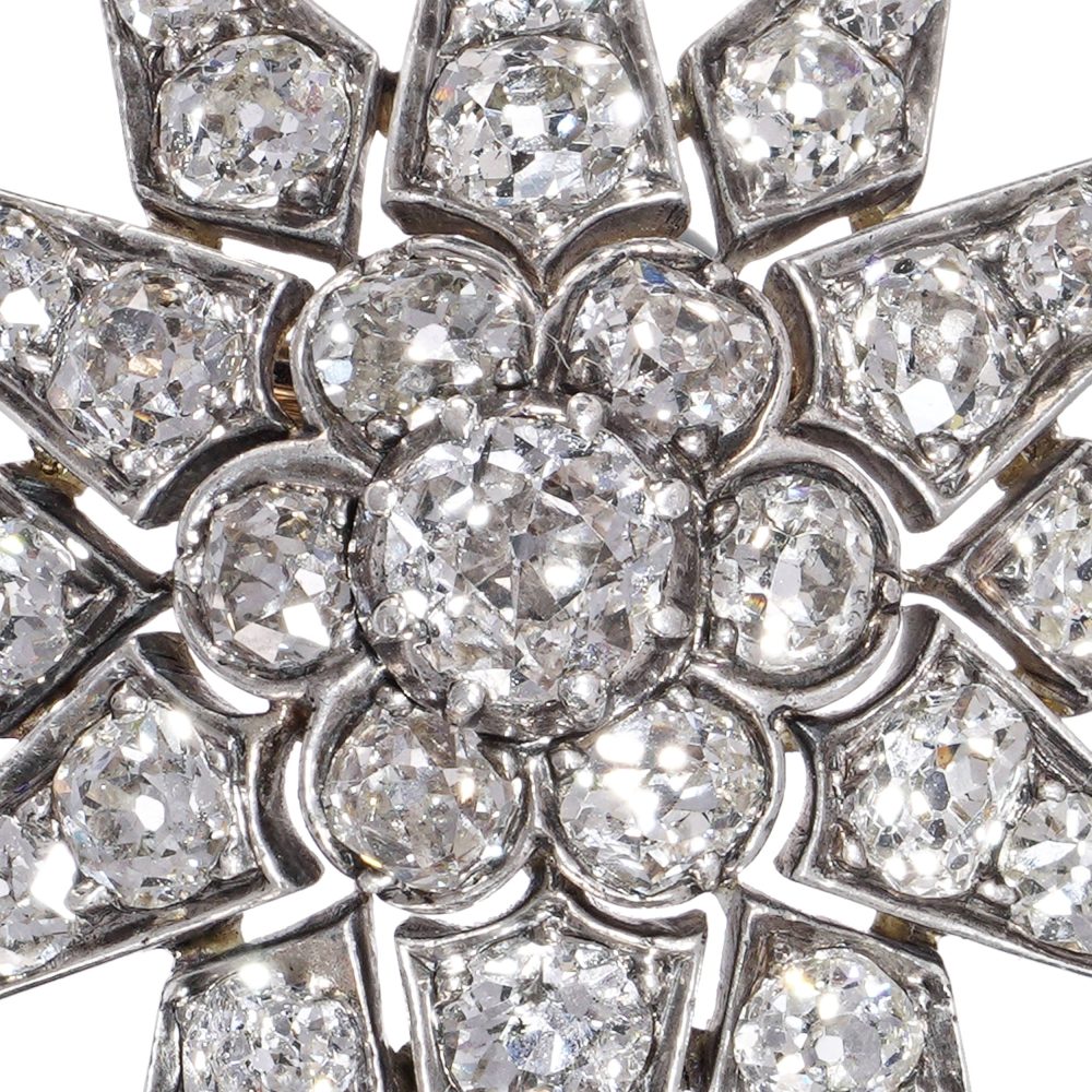 Antique 4ct Old Cut Diamond Star Brooch