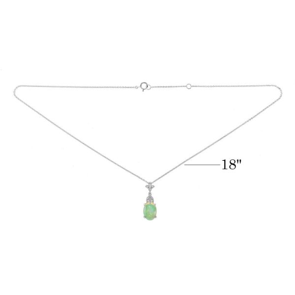 3.62ct Oval Opal and Diamond Pendant Necklace, 3.62 carat oval cabochon Australian opal with play-of-colour suspended from diamond fleur-de-lis top in 18ct white gold