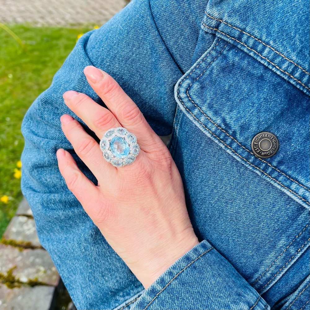 Jay Feder topaz and diamond ring in white gold.