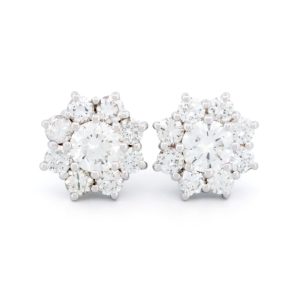 1.66ct Diamond Cluster Stud Earrings, H VS1