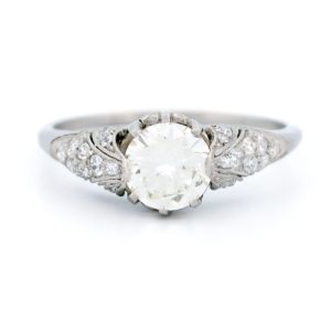 Art Deco Diamond Solitaire Engagement Ring In Platinum