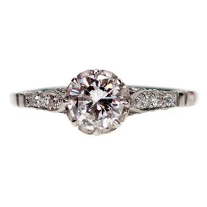 Vintage Diamond Solitaire Ring In  Platinum