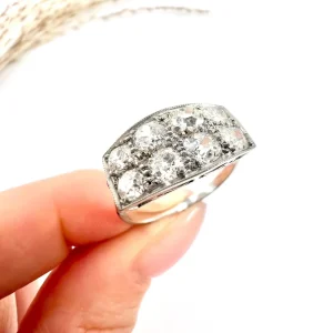 Edwardian Antique Two Row Old Cut Diamond Ring, 1.60 carats, two rows of old-cut diamonds in platinum to 18ct white gold, Circa 1910
