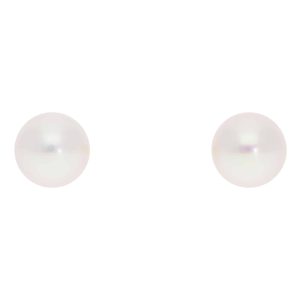 Modern 8mm Akoya Pearl Stud Earrings in Yellow Gold
