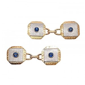 Art Deco Sapphire Platinum and Gold Cufflinks