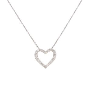 Contemporary Diamond Heart Pendant Necklace In Platinum
