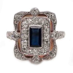 Edwardian Antique Sapphire and Diamond Cluster Dress Ring