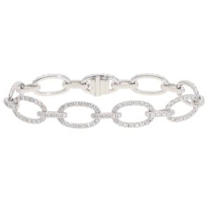 Contemporary Diamond Fancy Link Bracelet in White Gold
