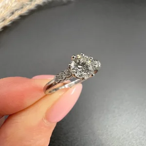 Antique diamond engagement ring in platinum.