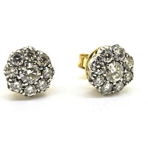 1.10ct Diamond Cluster Stud Earrings