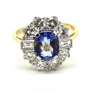 2.25ct Sapphire and Diamond Cluster Engagement Ring