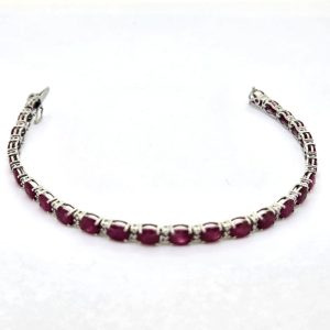 10.35ct Oval Ruby and Diamond Line Bracelet