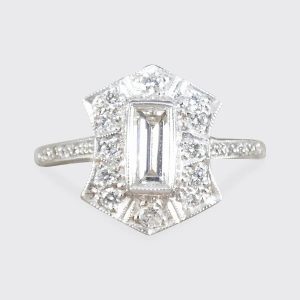 Baguette Diamond Cluster Plaque Tablet Ring