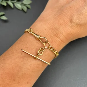 Victorian Albert link bracelet in rose gold.