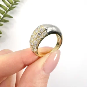 Vintage diamond cocktail ring in gold and platinum.