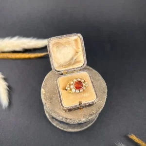 Georgian garnet cluster ring in gold.