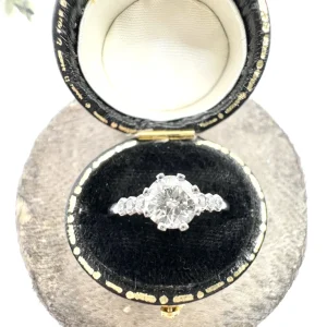 Antique Art Deco Vintage 0.75ct Diamond Solitaire Engagement Ring in Platinum, antique old cut diamond from 1920s ring set in new custom-crafted platinum mount with diamond-set shoulders