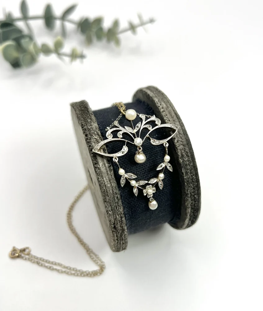 Antique pearl and diamond necklace