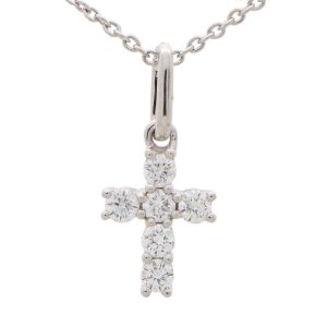 Modern Diamond Cross Pendant in 18ct White Gold