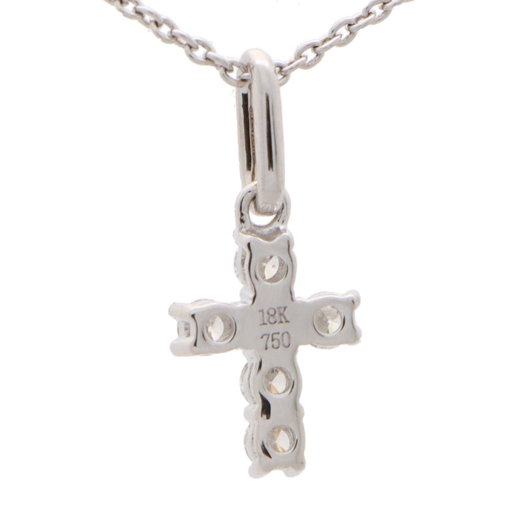 Modern Diamond Cross Pendant in 18ct White Gold, six individually claw set round brilliant cut diamonds arranged in cross design with polished white gold bail