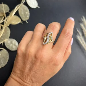 Antique Art Nouveau Old Cut Diamond Ring In 18 Carat Yellow And White Gold