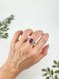 Antique Amethyst And Diamond Ring In 18 Carat Yellow Gold And Platinum