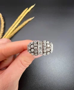 Vintage Diamond Cocktail Ring In 18 Carat White Gold