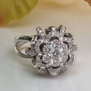Contemporary 1ct Diamond Flower Cluster Dress Ring