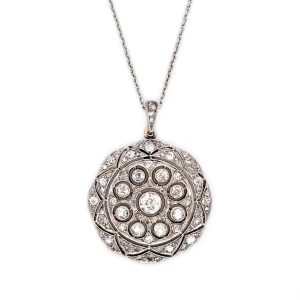 Belle Epoque Antique Old Cut Diamond Circular Pendant