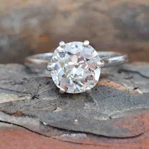 Antique Art Deco 2.2ct Old Mine Cut Diamond Solitaire Engagement Ring, cushion cut diamond originally fashioned in 1800's in 1920s coronet platinum mount