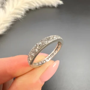 Antique diamond full eternity ring in platinum.