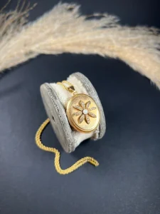 Antique 18 Carat Rose Gold Oval Shaped Locket With Pearl Flower
