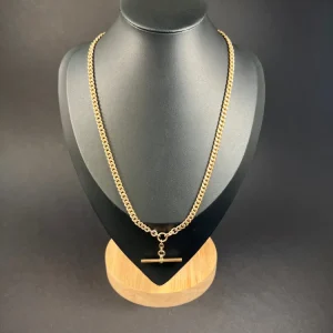 Antique Albert chain necklace in rose gold.