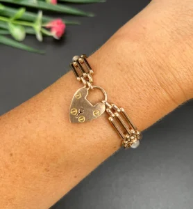 Antique 9 Carat Rose Gold Gate Bracelet With Moonstones