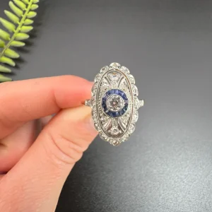 Antique Edwardian Sapphire and Diamond Panel Dress Ring
