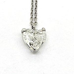 1ct Diamond Solitaire Heart Pendant in Platinum
