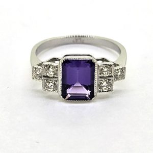 1.50ct Amethyst and Diamond Ring in Platinum