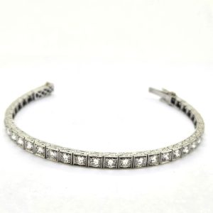 Art Deco 7.60ct Diamond Line Bracelet in White Gold