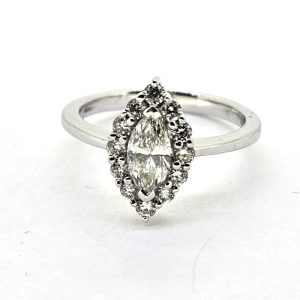 0.50ct Marquise Diamond Navette Cluster Engagement Ring