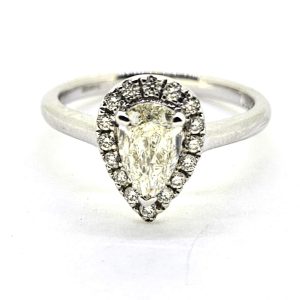 0.78ct Pear Shape Diamond Halo Cluster Engagement Ring