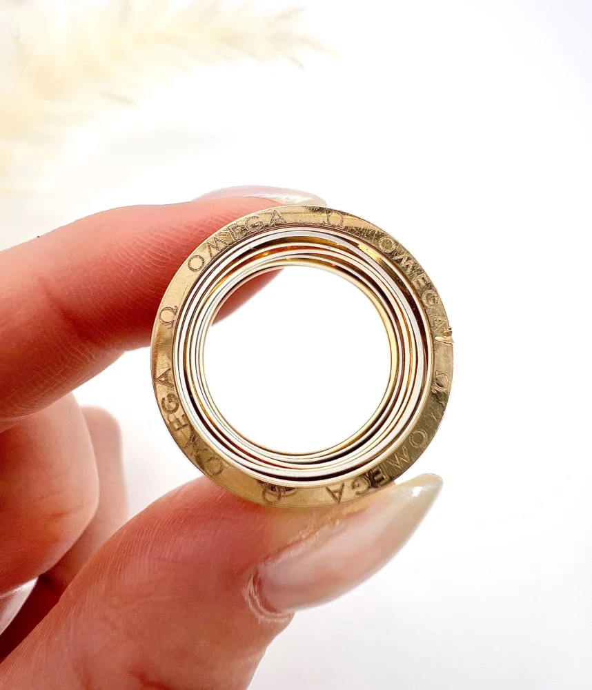 Omega Ladymatic ring in three colour gold.