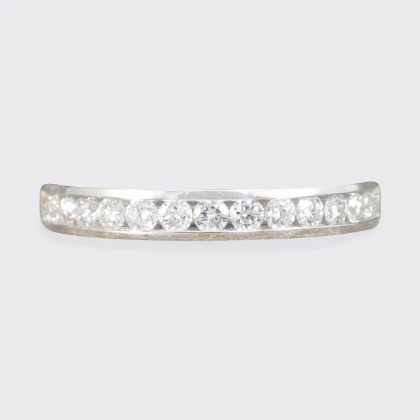 New diamond half eternity ring in platinum.