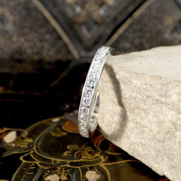 Diamond eternity ring in platinum.