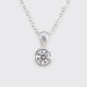 Diamond Bezel Set Pendant Necklace In 9 Carat White Gold