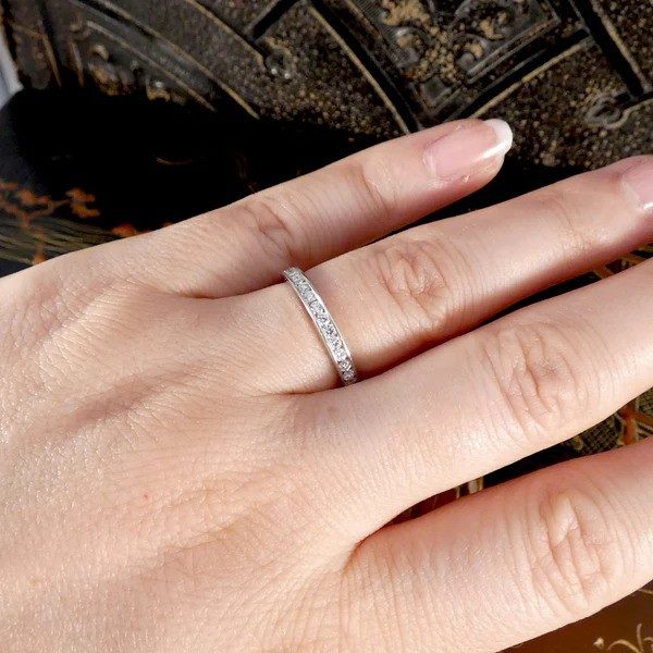 Diamond eternity ring in platinum.